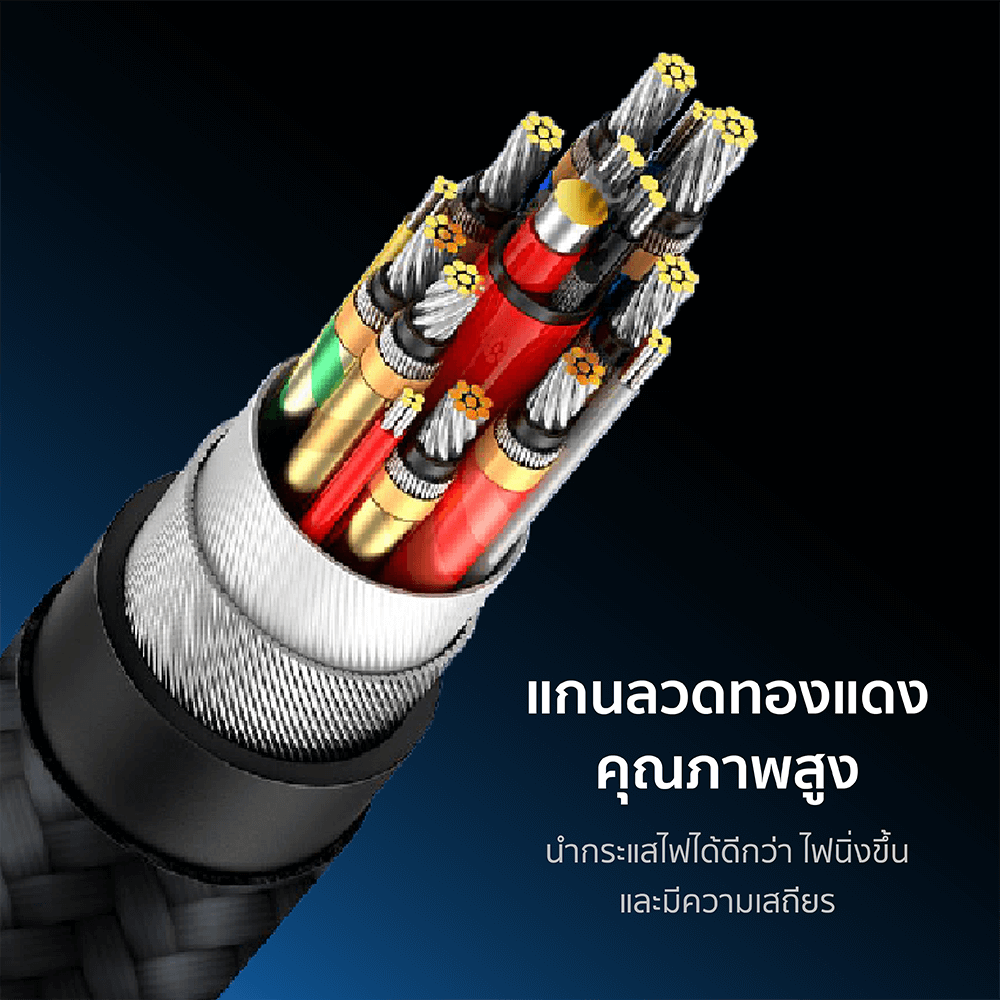 สายชาร์จไนลอนถัก ZTEC รุ่น ZC622 USB-C to USB-C 240W thunder 4/3 ยาว 2 เมตร สีเทา (รองรับการเชื่อมต่อภาพ 8K)