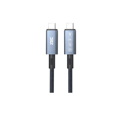 สายชาร์จไนลอนถัก ZTEC รุ่น ZC621 USB-C to USB-C 240W thunder 4/3 ยาว 1 เมตร สีเทา (รองรับการเชื่อมต่อภาพ 8K)_0
