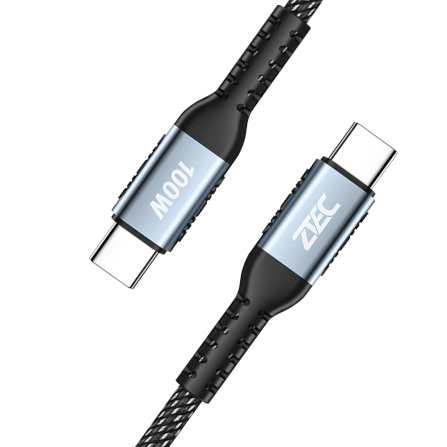 สายชาร์จเร็วไนลอนถัก ZTEC รุ่น ZC312 USB-C to USB-C ยาว 2 เมตร สีดำ (รองรับเทคโนโลยี QC , PD)_1