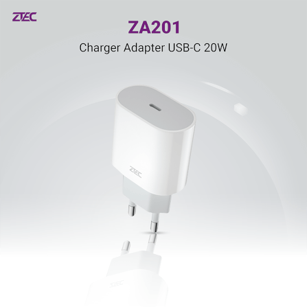 หัวชาร์จเร็ว ZTEC ZA201 20W รองรับเทคโนโลยีชาร์จด่วน PD (ขาปลั๊กไทย ปลอดภัย ได้รับมาตรฐาน มอก.)_1