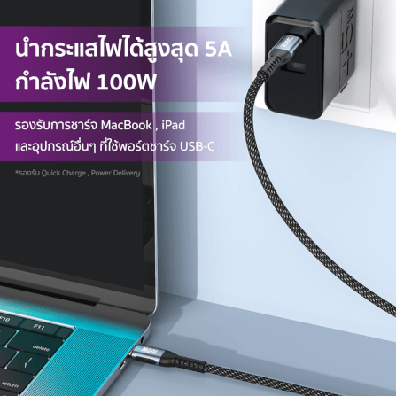 สายชาร์จเร็วไนลอนถัก ZTEC รุ่น ZC312 USB-C to USB-C ยาว 2 เมตร สีดำ (รองรับเทคโนโลยี QC , PD)_2