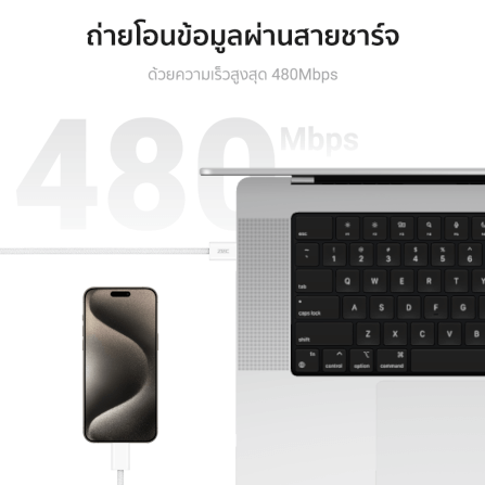 สายชาร์จเร็ว ZTEC รุ่น ZC321 USB-C to USB-C 3A 60W 1 เมตร สีขาว (รองรับเทคโนโลยี PD และ QC)_8