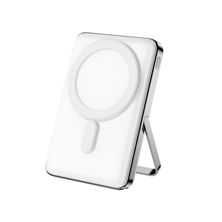 แบตเตอรี่สำรอง Pisen TP-D080-WHT 10,000mAh PowerMag แบบดิจิตอลแม่เหล็ก 2in1 สีเงิน_0