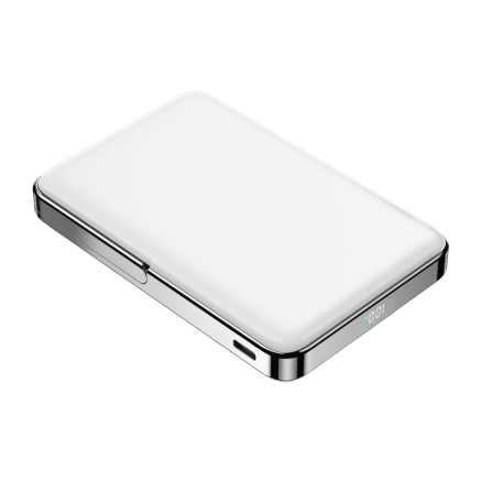 แบตเตอรี่สำรอง Pisen TP-D080-WHT 10,000mAh PowerMag แบบดิจิตอลแม่เหล็ก 2in1 สีเงิน_2