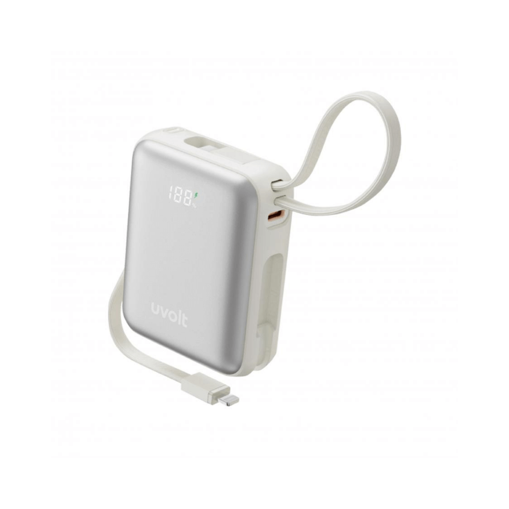แบตเตอรี่สำรอง UVOLT UVP10C-05-SLV (EP-I108) 10,000MAH ชาร์จเร็วสูงสุด 35W (มีสายในตัว)_0