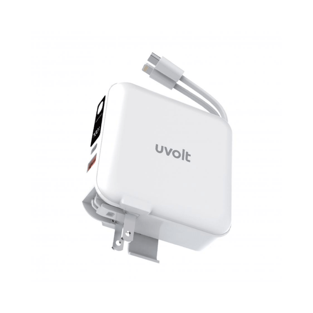 แบตเตอรี่สำรอง UVOLT UVP15AC-01-WHT (EP-P102) 3IN1 15,000 MAH สีขาว รองรับ FAST CHARGE,PD 20W (มีสายในตัว)_0