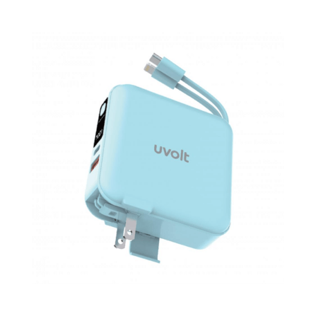 แบตเตอรี่สำรอง UVOLT EP15AC-01-BLU (EP-P102) 3IN1 15,000 MAH สีฟ้า รองรับ FAST CHARGE,PD 20W (มีสายในตัว)