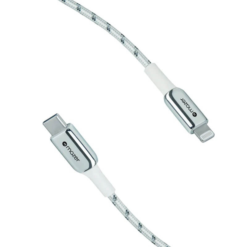 สายชาร์จ USB-C TO LIGHTNING MAZER M-PL3PRO-C2L125-WH 60 วัตต์ ยาว 1.25 เมตร สีขาว