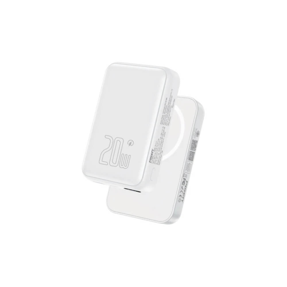 แบตเตอรี่สำรอง Pisen TP-D111-WHT 10,000mAh ชาร์จไร้สาย ชาร์จเร็วสูงสุด 20 วัตต์ PowerMag สีขาว