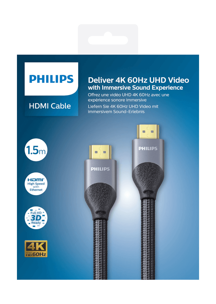 สายเคเบิล HDMI PHILIPS SWV7015/10 คมชัดระดับ ULTRA HD 4K ความยาว 1.5 เมตร