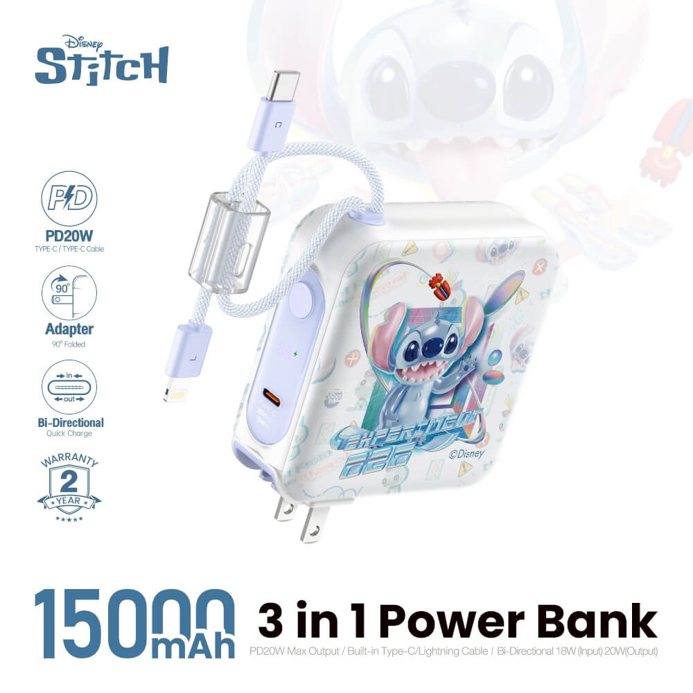 แบตเตอรี่สำรอง VEGER W1514 (VPC15-02PD-PROS2) ความจุ 15,000 MAH ลายสติทช์_1