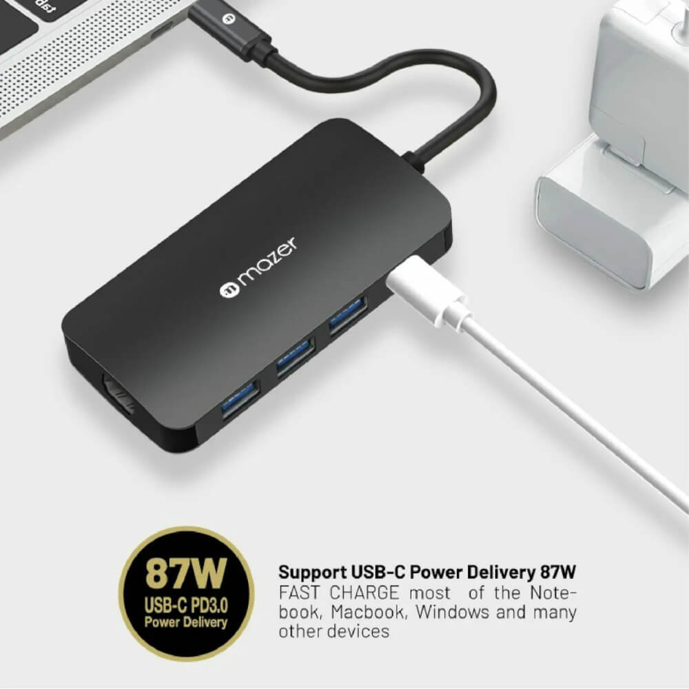 อุปกรณ์เชื่อมต่อ ยูเอสบี-ซี มีเดีย ฮับ MAZER M-UC2MULTI4082-BK MAZER USB-C 8-IN-1 HUB
