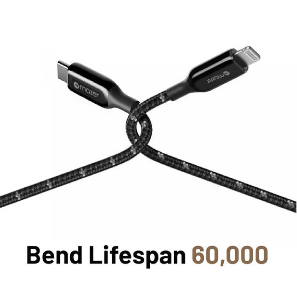 สายชาร์จ USB-C TO LIGHTNING MAZER M-PL3PRO-C2L250-BK 60 วัตต์ ยาว 2.5 เมตร สีดำ