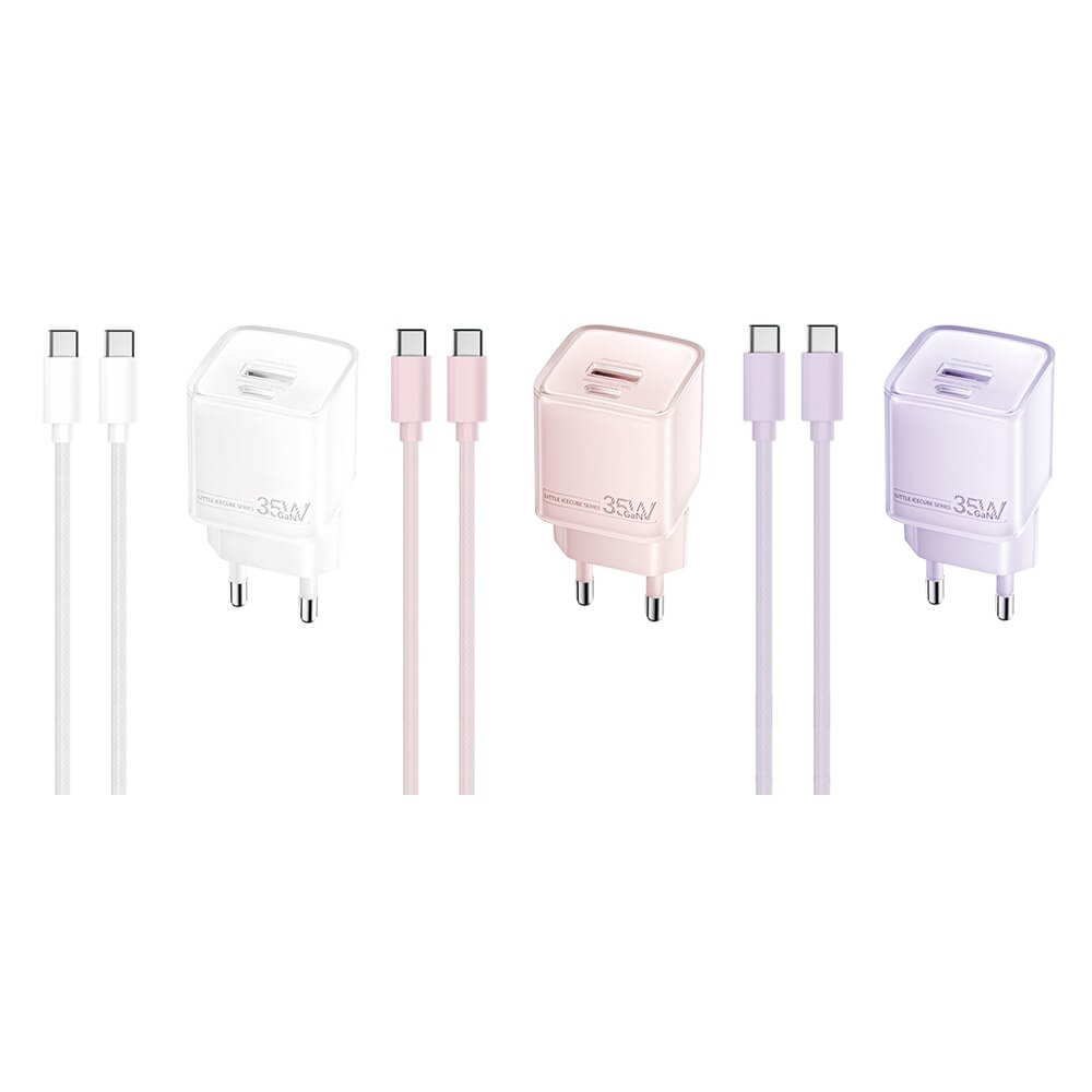 หัวชาร์จเร็ว REMAX U181-AC35W-PNK USB+C 35W พร้อมสาย C to C สีชมพู