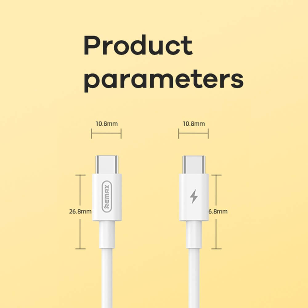 สายชาร์จ USB-C to USB-C REMAX RC-191aWHT PD 65W ยาว 1 เมตร สีขาว