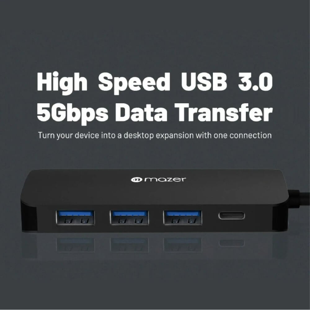 อุปกรณ์เชื่อมต่อ ยูเอสบี-ซี มีเดีย ฮับ MAZER M-UC2MULTI4082-BK MAZER USB-C 8-IN-1 HUB