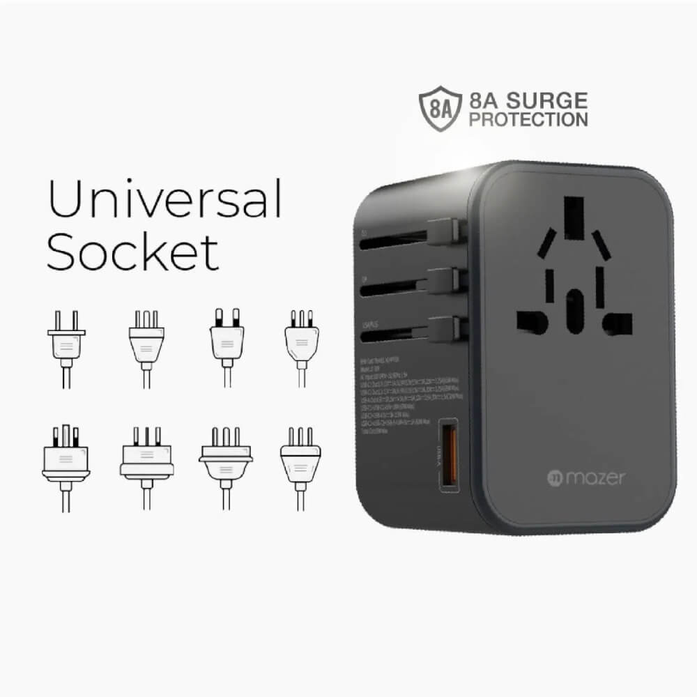 หัวแปลงปลั๊กไฟ MAZER M-IFTRAVEL165PD รองรับชาร์จเร็ว 65 วัตต์