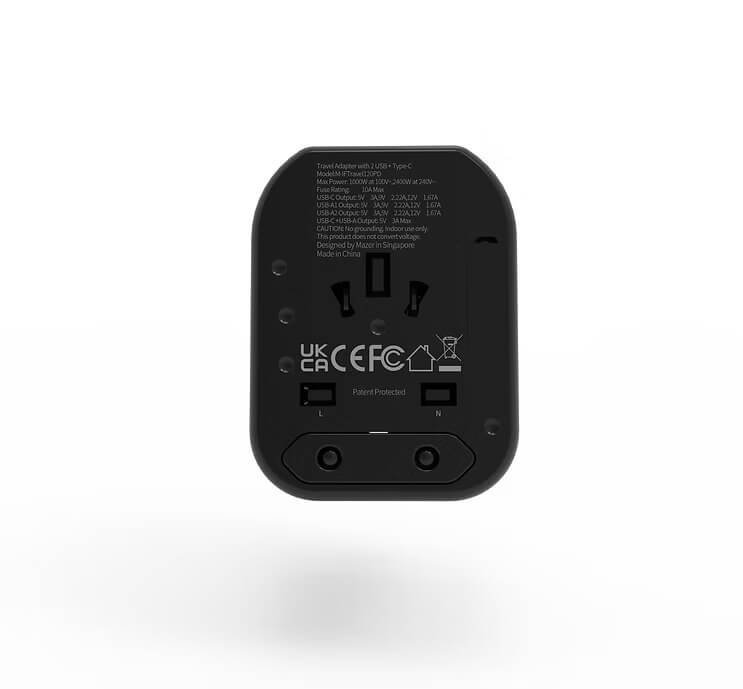 หัวแปลงปลั๊กไฟ MAZER M-IFTRAVEL120PD-BG รองรับไฟสูงสุด 2400 วัตต์