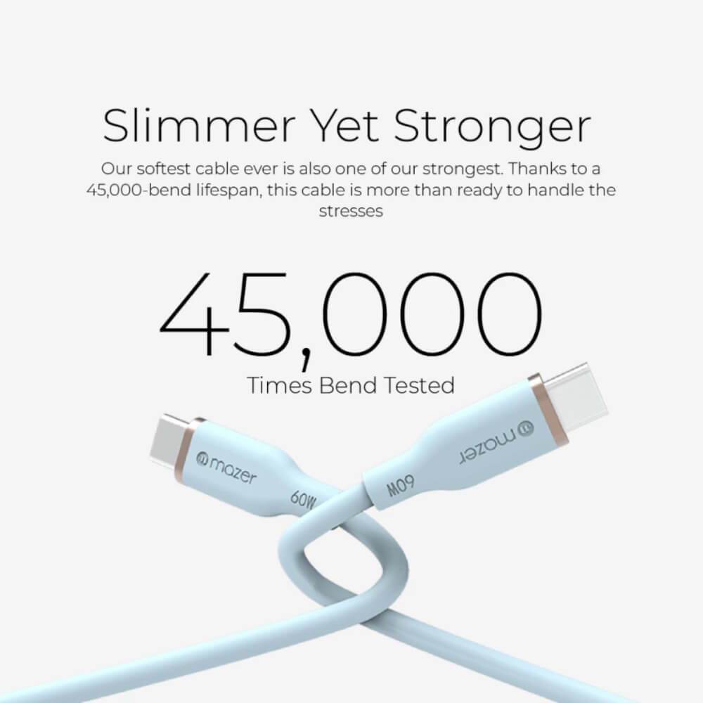 สายชาร์จ USB-C TO USB-C MAZER M-FLEX-C265-WH 60 วัตต์ ยาว 2 เมตร สีขาว