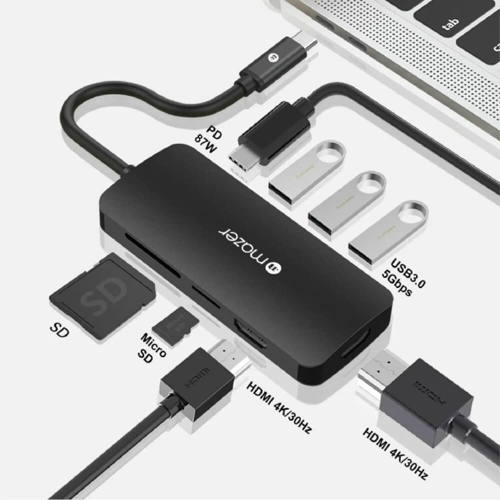 อุปกรณ์เชื่อมต่อ ยูเอสบี-ซี มีเดีย ฮับ MAZER M-UC2MULTI4082-BK MAZER USB-C 8-IN-1 HUB