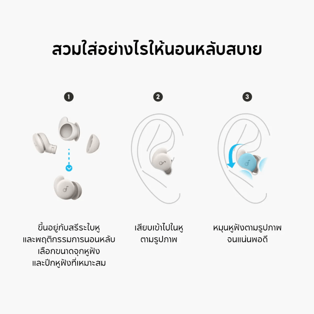 หูฟังไร้สาย Soundcore A6611Z21 A20 Sleep 14/80 ชม. สีขาว