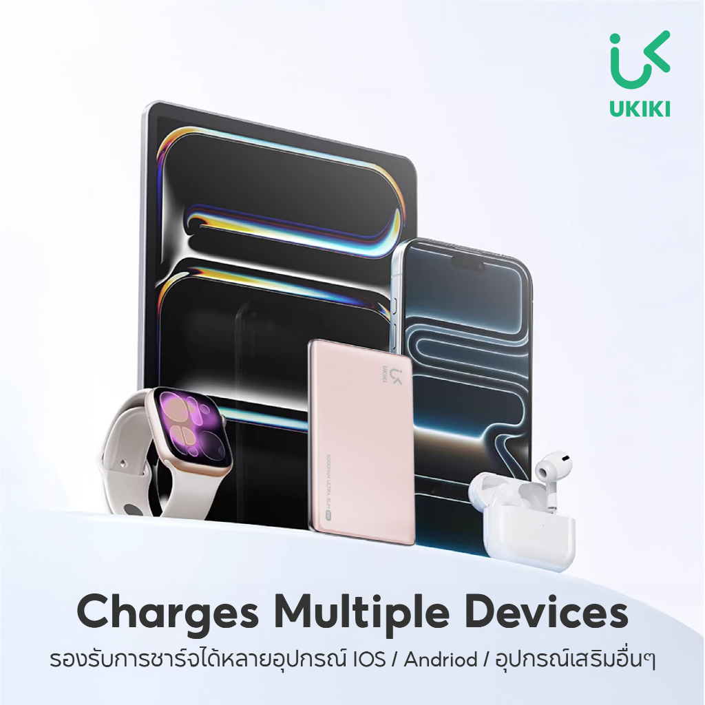 แบตเตอรี่สำรอง 10000MAH UKIKI KW5 POWER BANK ชาร์จไร้สาย PD20W รองรับ CCC (สีดำ)