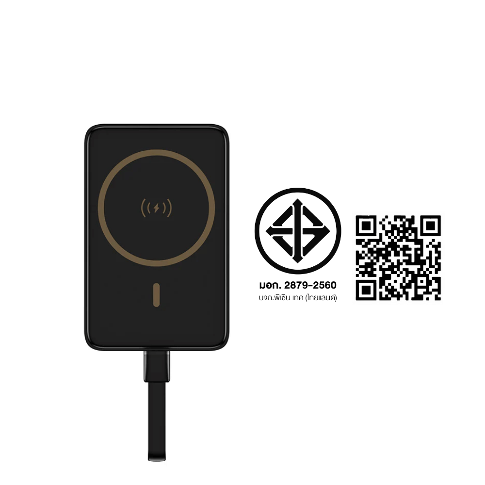 แบตเตอรี่สำรอง Pisen TP-D113-BLK 10,000mAh ชาร์จเร็วสูงสุด 30 วัตต์ Wireless Powerbank สีดำ