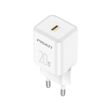 หัวชาร์จขากลม PISEN TP-C49-WHT USB-C ชาร์จเร็ว GAN PD20W สีขาว_0