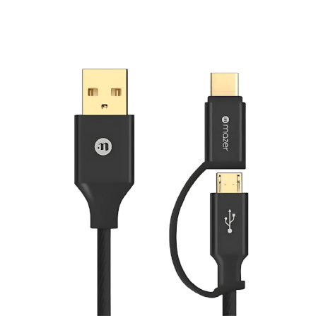 สายชาร์จ 2-IN-1 USB-C+MICRO MAZER M-KS-U72-BK 60 วัตต์ ยาว 2 เมตร สีดำ_0