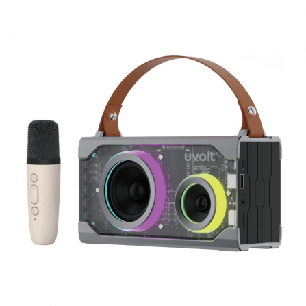 ลำโพงบลูทูธพร้อมไมค์ Uvolt UVAU02-GRY Speaker + Microphone Bluetooth5.1 5KmAh_0
