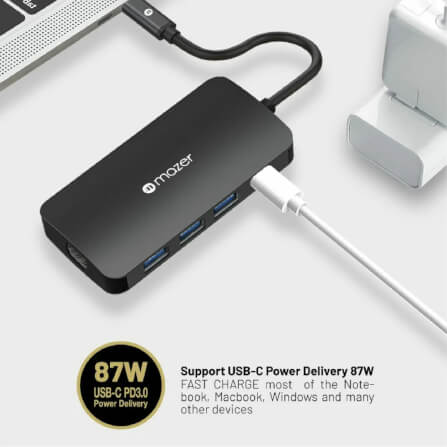 อุปกรณ์เชื่อมต่อ ยูเอสบี-ซี มีเดีย ฮับ MAZER M-UC2MULTI4082-BK MAZER USB-C 8-IN-1 HUB_1