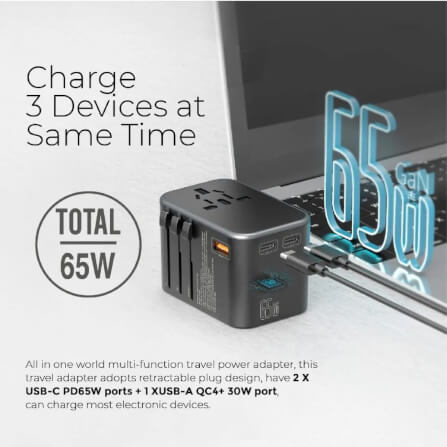 หัวแปลงปลั๊กไฟ MAZER M-IFTRAVEL165PD รองรับชาร์จเร็ว 65 วัตต์_1