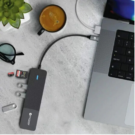 อุปกรณ์เชื่อมต่อ ยูเอสบี-ซี มีเดีย ฮับ MAZER M-UC2MULTI7001-BK PRO 6-IN-1 HUB_2