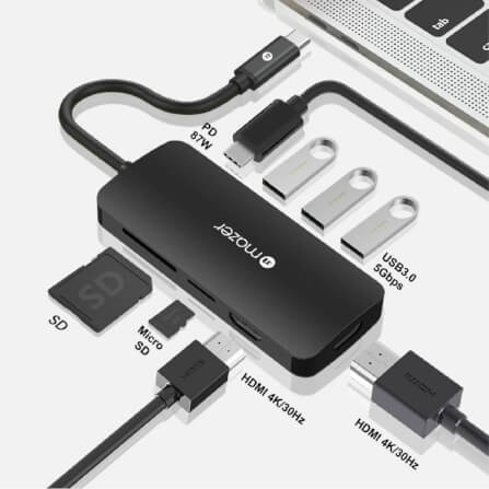 อุปกรณ์เชื่อมต่อ ยูเอสบี-ซี มีเดีย ฮับ MAZER M-UC2MULTI4082-BK MAZER USB-C 8-IN-1 HUB_3