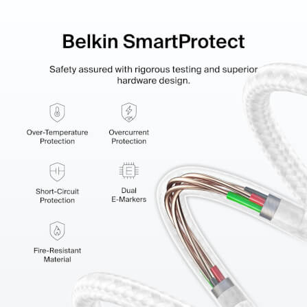 สายชาร์จ BELKIN CAB025 USB-C TO USB-C (TYPE C) 240 วัตต์ 1 เมตร สีขาว_6