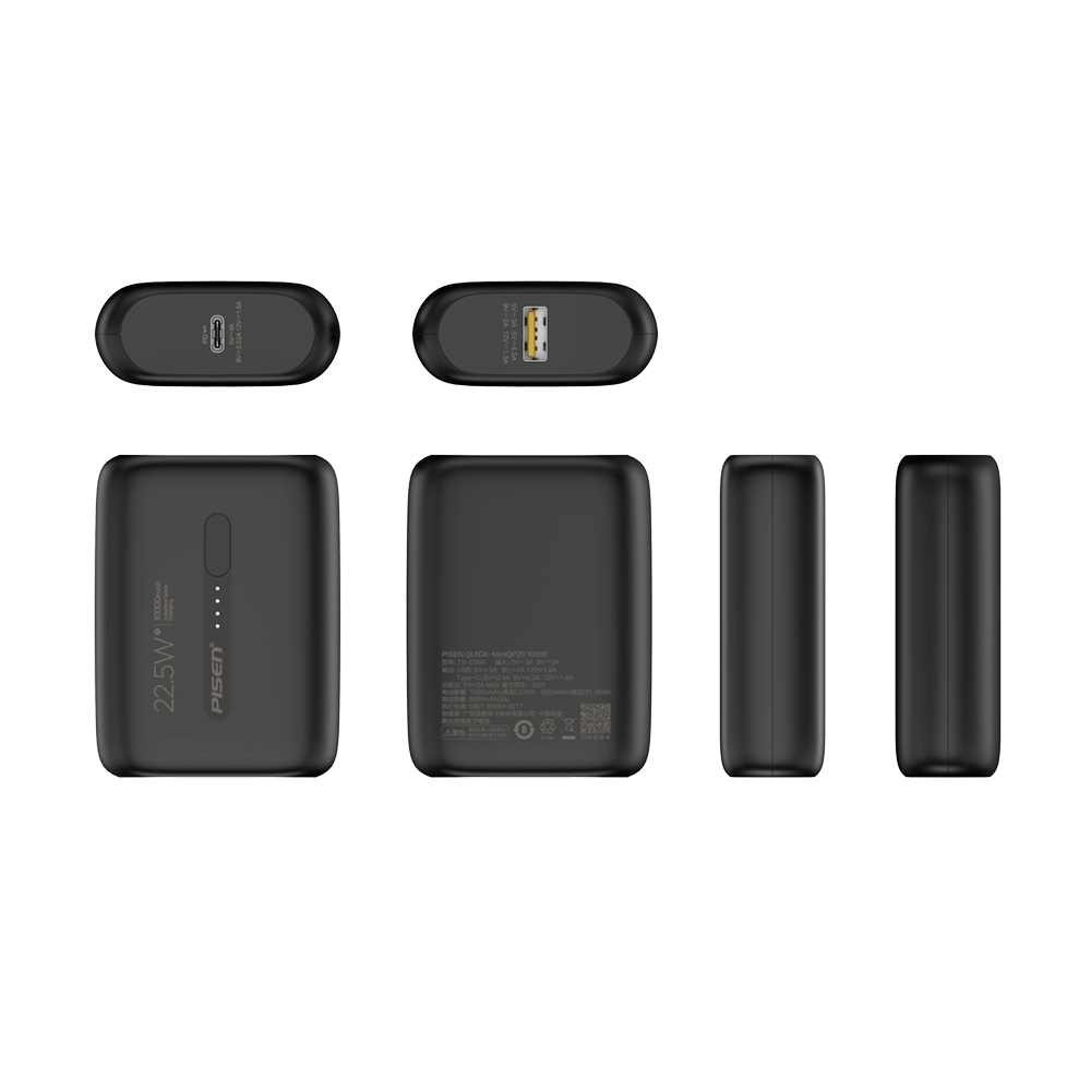 แบตเตอรี่สำรอง Pisen TS-D330-BLK 10,000mAh Power Tiny 22.5W  สีดำ_2
