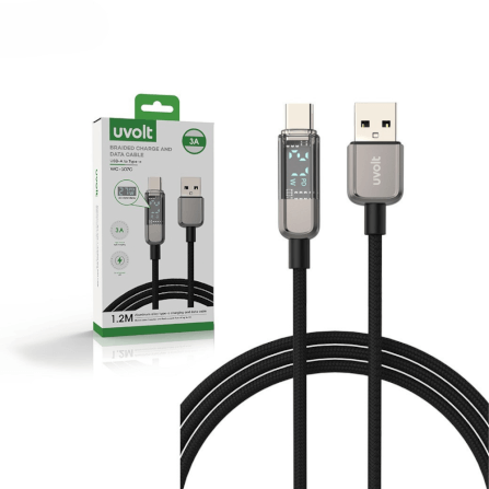 สายชาร์จ UVOLT WC-107C USB-A TO USB-C ความยาว 1.2 เมตร พร้อมจอแสดงผลดิจิตอล LED_1