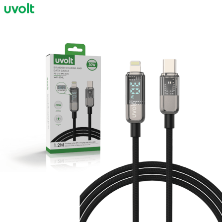 สายชาร์จ UVOLT WC-108L USB-C TO LIGHTNING ความยาว 1.2 เมตร พร้อมจอแสดงผลดิจิตอล LED_1