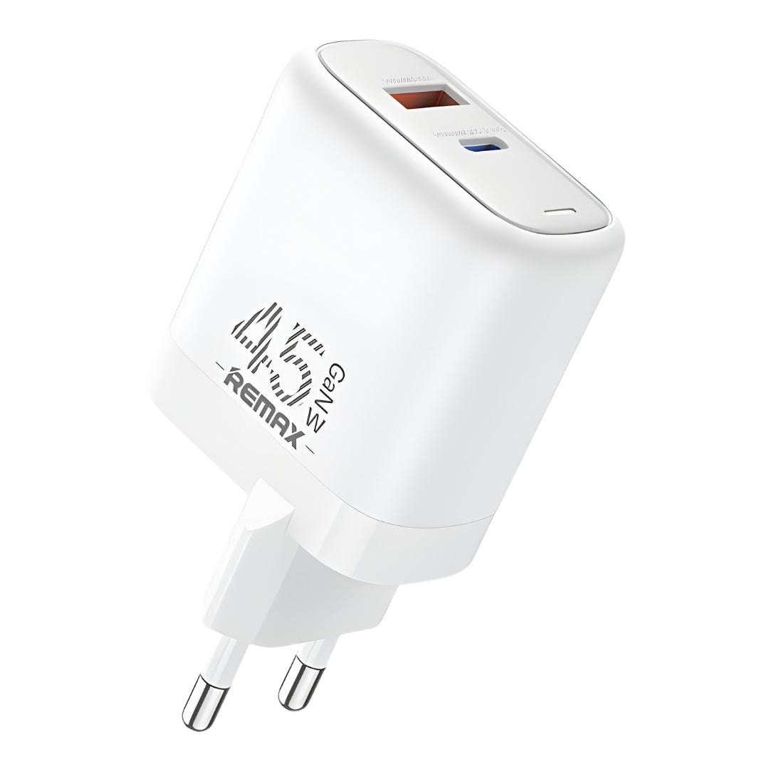 หัวชาร์จเร็ว REMAX U60-AC45W-WHT USB+C 45W พร้อมสาย C to C สีขาว_0