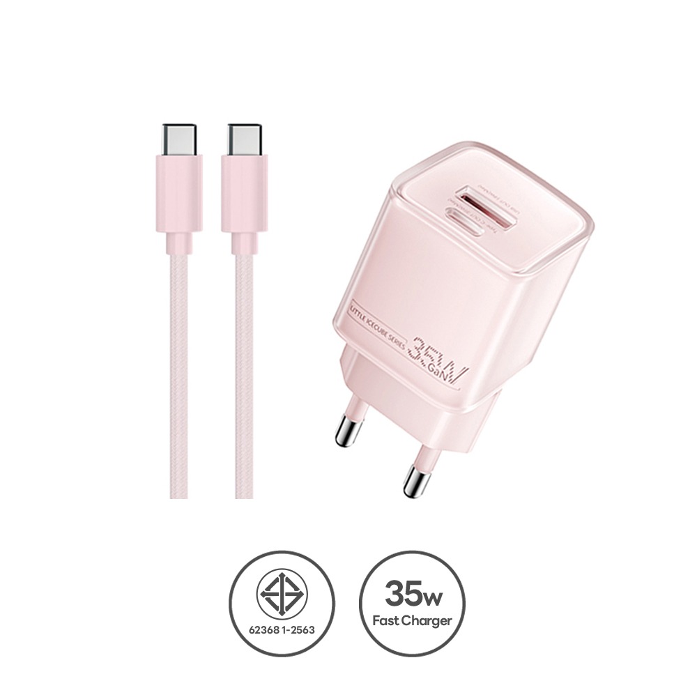 หัวชาร์จเร็ว REMAX U181-AC35W-PNK USB+C 35W พร้อมสาย C to C สีชมพู_0