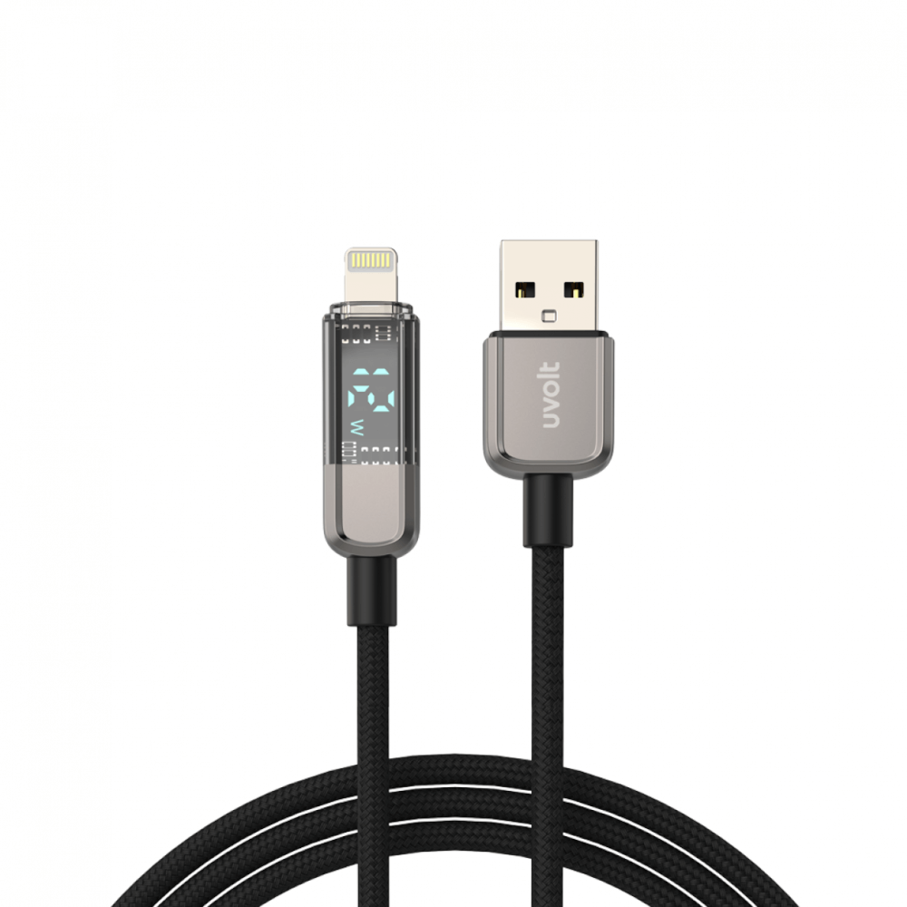 สายชาร์จ UVOLT WC-107L USB-A TO LIGHTNING ความยาว 1.2 เมตร พร้อมจอแสดงผลดิจิตอล LED