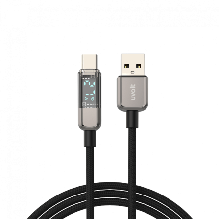 สายชาร์จ UVOLT WC-107C USB-A TO USB-C ความยาว 1.2 เมตร พร้อมจอแสดงผลดิจิตอล LED_0