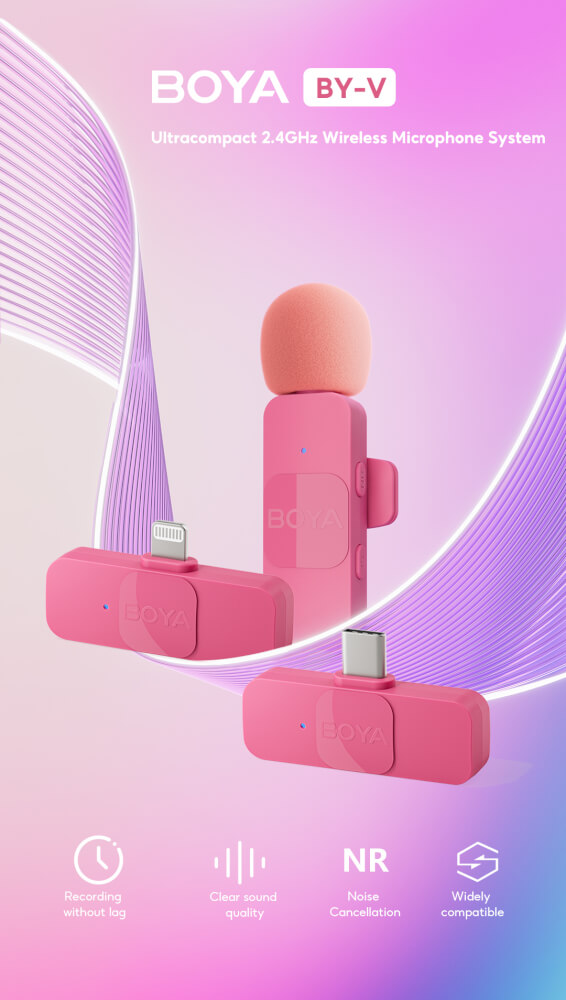 ไมโครโฟนไร้สาย BOYA MICROPHONE BOYA BY-V2 PINK
