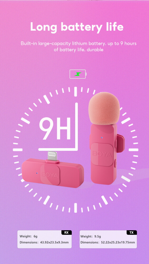 ไมโครโฟนไร้สาย BOYA MICROPHONE BOYA BY-V2 PINK