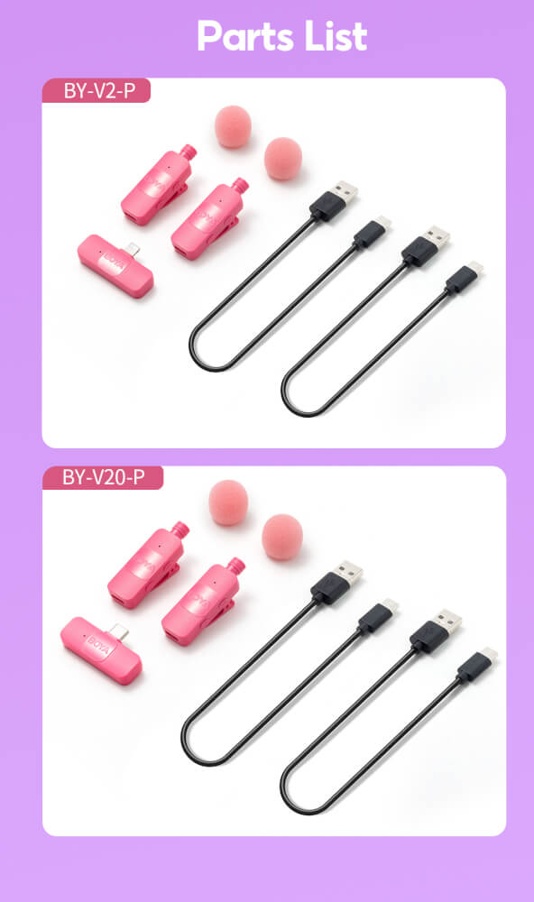 ไมโครโฟนไร้สาย BOYA MICROPHONE BOYA BY-V2 PINK