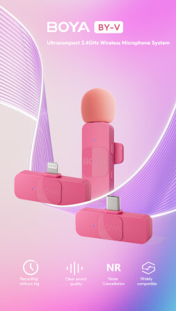 ไมโครโฟนไร้สาย BOYA MICROPHONE BOYA BY-V2 PINK_2