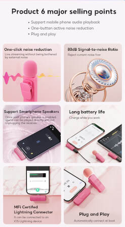 ไมโครโฟนไร้สาย BOYA MICROPHONE BOYA BY-V2 PINK_3