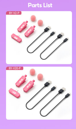 ไมโครโฟนไร้สาย BOYA MICROPHONE BOYA BY-V2 PINK_9