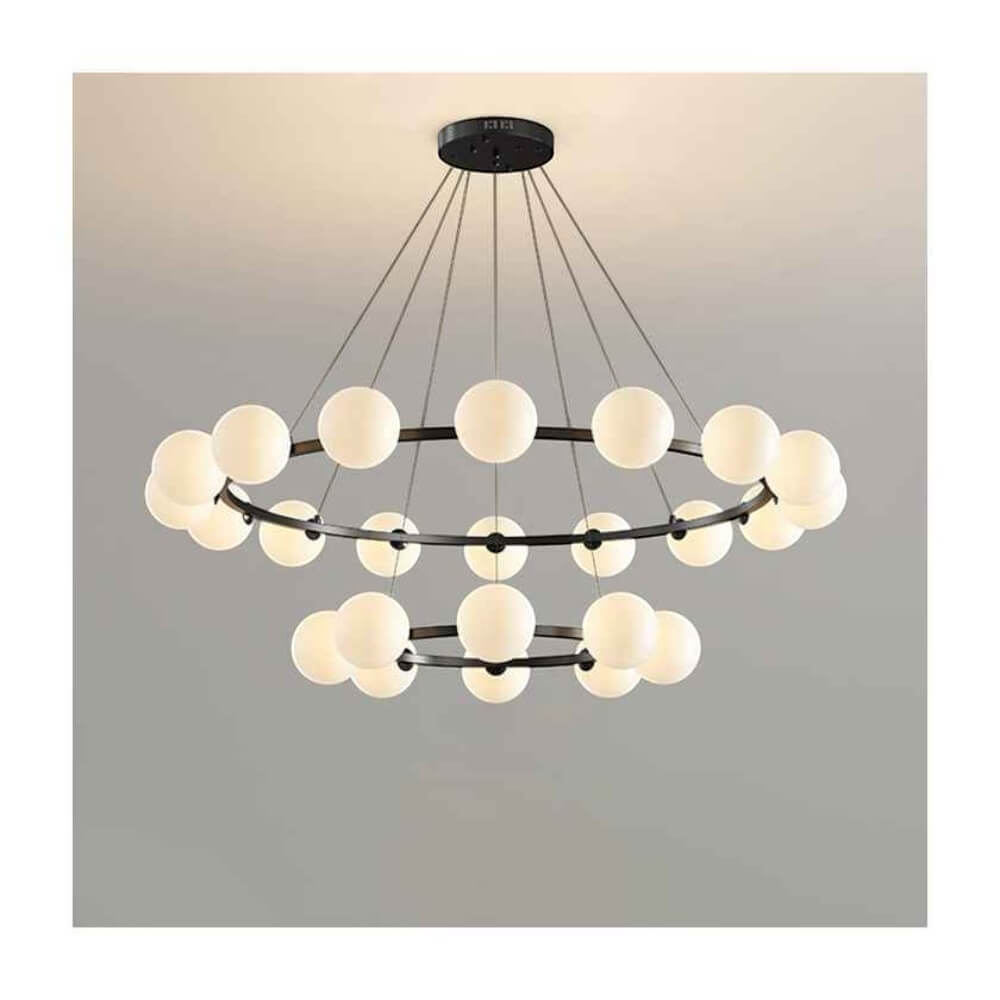 โคมไฟระย้า 2 ชั้น YFACTORY ขนาด 105X105XH35 ซม. สีดำ/นม 24 หัว_2