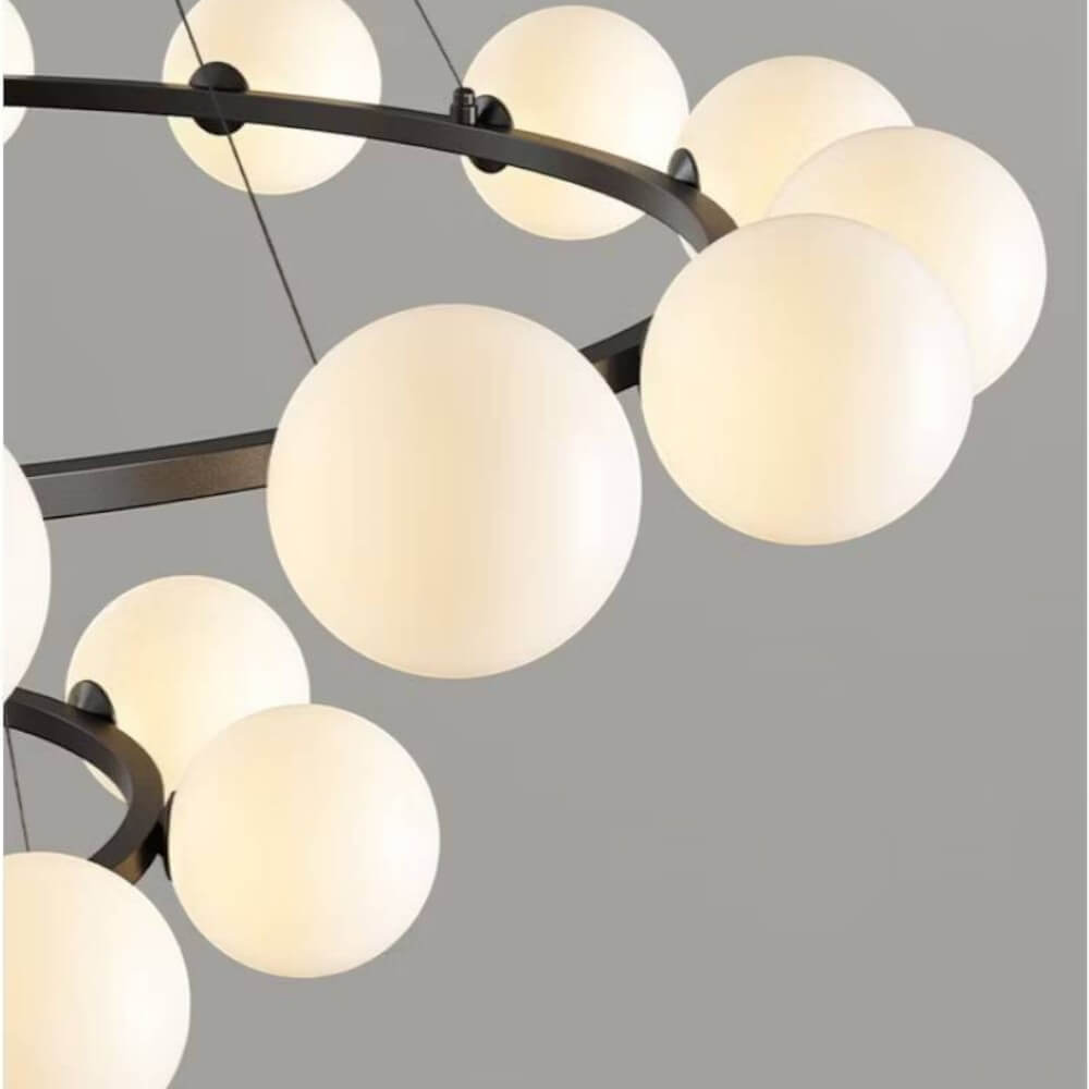 โคมไฟระย้า 2 ชั้น YFACTORY ขนาด 105X105XH35 ซม. สีดำ/นม 24 หัว_3